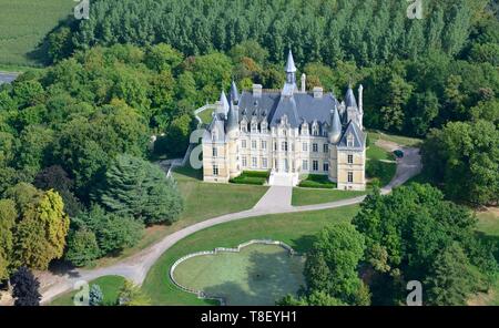 France, Marne, Boursault, the wine producing castle commissioned by Veuve Clicquot (aerial view) Stock Photo