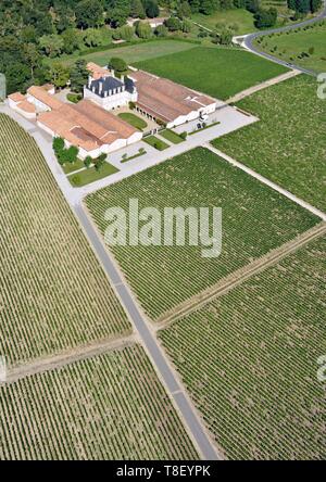 France, Gironde, Pauillac, Chateau Grand Puy Lacoste, 5th growth Pauillac (aerial view) Stock Photo