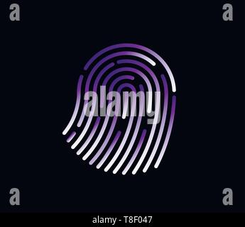 Fingerprint logo icon vector vector illustration eps10 on black background Stock Vector