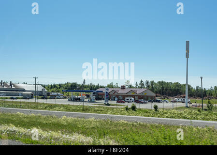 View of trans-canada highway 2 from Quebec city To Moncton as seen from behind driver's seat. Stock Photo