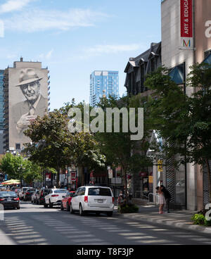 Downtown Montreal is a busy hub of shoppers, office workers, tourists and students. Stock Photo