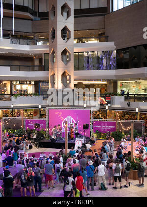 Jazz Festival in Complexe Desjardins, downtown Montreal. Premier commercial office building and retail shopping mall complex. Stock Photo