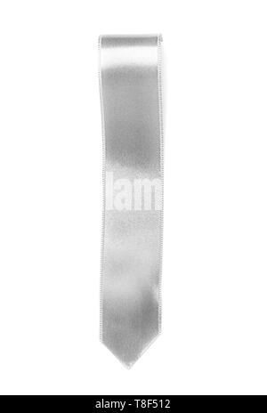 Silver ribbon bookmark isolated on white Stock Photo - Alamy