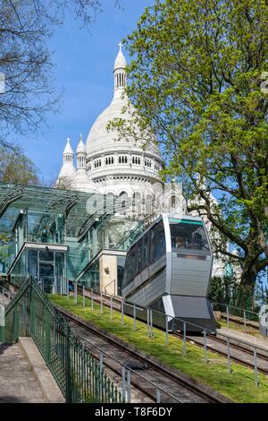 France, Paris, 18th District, Funicular of Montmartre, Rue Foyatier Stock Photo