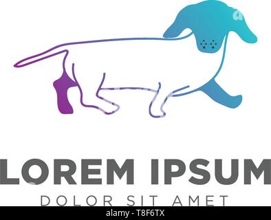 Dog Logo Line design concept vector icon element isolated - vector Stock Vector