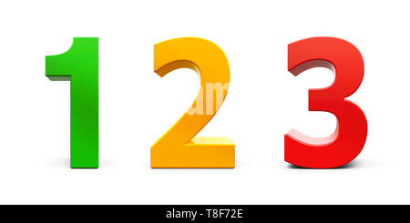 Icons Numbers 1, 2, 3 (one, Two, Three) Isolated On White Background, Three-dimensional  Rendering Stock Photo, Picture and Royalty Free Image. Image 38920335.