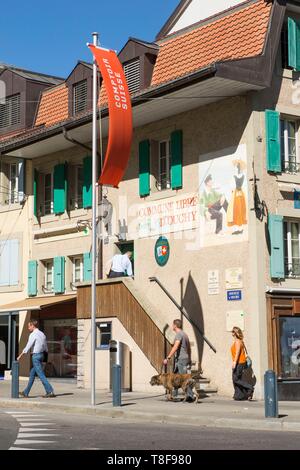 Switzerland, Canton of Vaud, Lausanne, Olympic city seat of the IOC, the facade of the Free City Hall of Ouchy Stock Photo