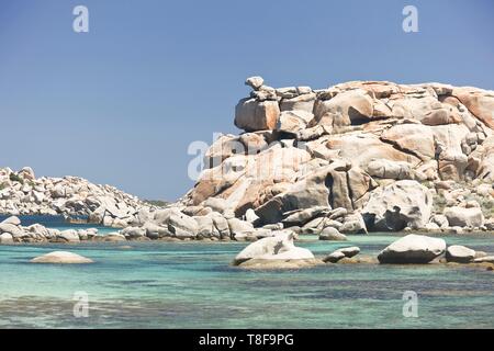 France, Corse du Sud, Bonifacio, Lavezzi Islands Nature Reserve, Cala della Chiesa beach Stock Photo