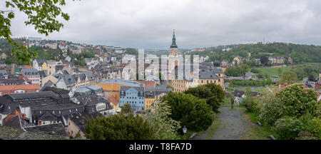 Greiz, Germany - May 12, 2019: View of the city of Greiz with the Stadtkirche St. Marien, Germany. Stock Photo