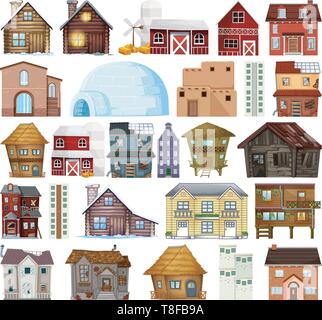 Set of different house style illustration Stock Vector