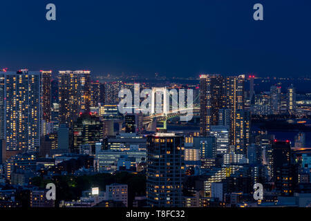 Night view of  Rainbow Bridge, view from Ebisu, Shibuya-Ku, Tokyo, Japan Stock Photo