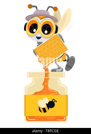 cartoon jar of honey Stock Vector Art & Illustration, Vector Image ...