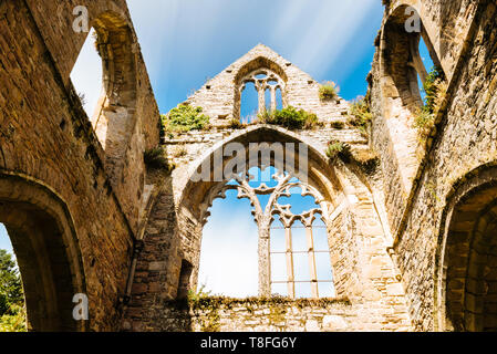 Paimpol, France - July 28, 2018: The Abbey of Beauport, Cotes-d'Armor, Brittany, France. Old Abbaye Maritime de Beauport Stock Photo