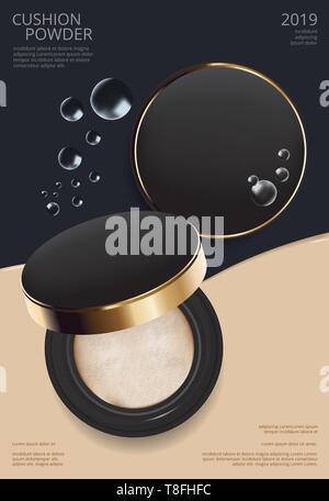Makeup Powder Cushion Poster Template Vector Illustration Stock Vector