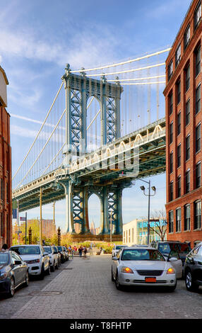 Manhattan Bridge at Sunset, New York, USA Stock Photo