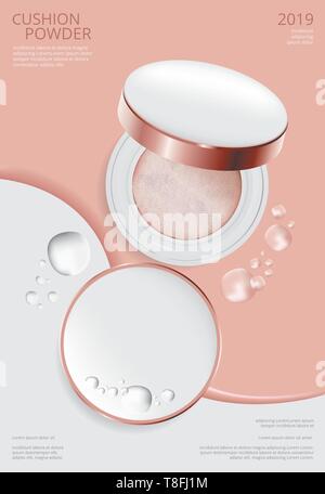 Makeup Powder Cushion Poster Template Vector Illustration Stock Vector