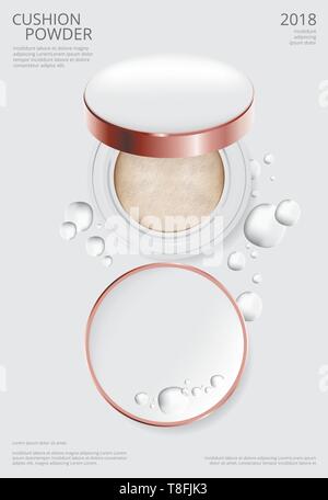 Makeup Powder Cushion Poster Template Vector Illustration Stock Vector
