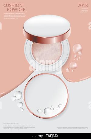 Makeup Powder Cushion Poster Template Vector Illustration Stock Vector