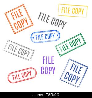 Set of rectangular stamps file copy, vector illustration. Stock Vector