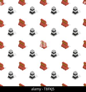 Seamless background from a set of under construction design elements, vector illustration. Stock Vector