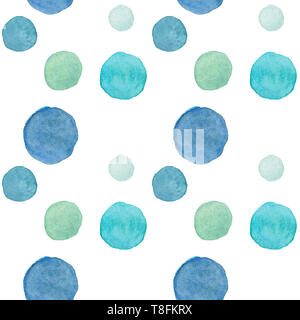 watercolor simple seamless background with polka dots in soft colors Stock Photo