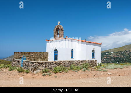 Cycladic greek orthodox church on Andros island, Stock Photo