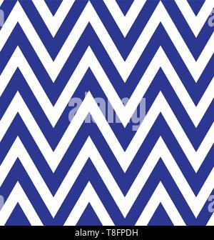 Seamless horizontal blue and white zigzag stripes pattern. Geometric repeating pattern of zigzag. Vector and illustration background design. Stock Vector