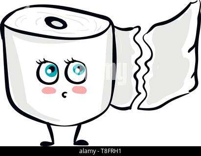 Cute toilet paper roll with face isolated on background., Stock vector