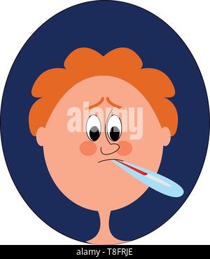 sick man face cartoon thermometer fever symptoms covid 19 coronavirus ...