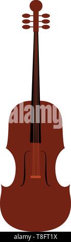 A brown stringed musical instrument of treble pitch played with a horsehair bow set isolated white background viewed from the front, vector, color dra Stock Vector