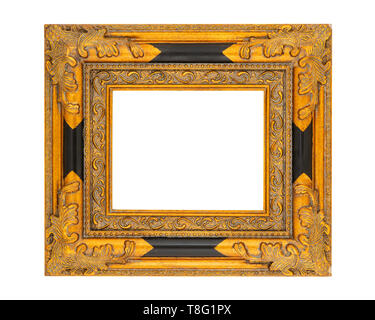Ornate gold picture frame isolated on white with clipping path at ALL sizes. Stock Photo