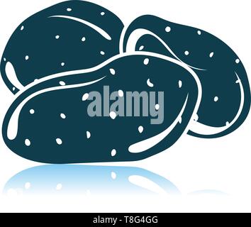 Potato Icon On Gray Background. Shadow Reflection Design. Vector Illustration. Stock Vector
