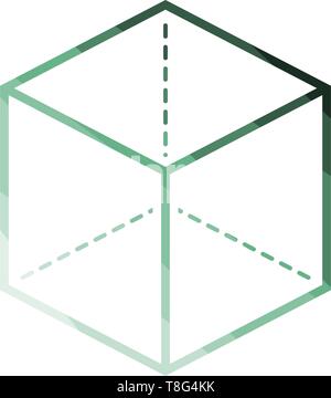 Cube With Projection Icon. Flat Color Ladder Design. Vector Illustration. Stock Vector