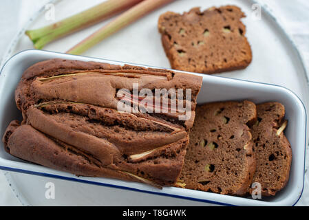 chocolate rhubarb cake Stock Photo