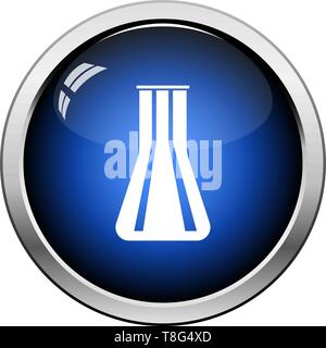 Chemical Bulbs Icon. Glossy Button Design. Vector Illustration. Stock Vector