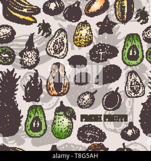 Seamless pattern with tropical fruits. Vector  illustration for your design Stock Vector