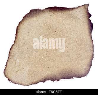 Old paper with burned edges on white background Stock Photo