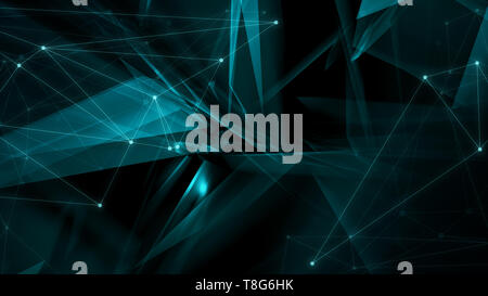 Random chaos geometric shapes, transparent connection graphic triangles layout Stock Photo