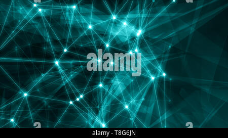 Science fiction background. Abstraction triangles and circles dots communication technology Stock Photo