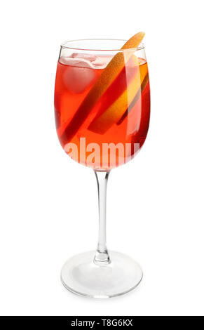 Fresh summer cocktail in glass on white background Stock Photo