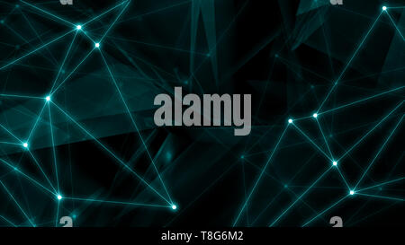 Technology background, chaotic abstract background. Connected polygons, science and tech connections Stock Photo