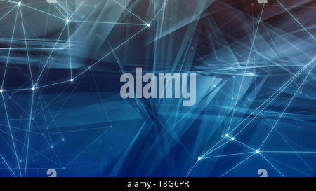 Triangular abstract background, abstract technology innovation backdrop concept, dots lines and triangles backgrounds conception Stock Photo