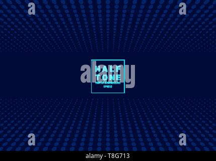 Abstract of light dot pattern halftone design concept dark blue background with space fot text. Decoration website layout header and footers and broch Stock Vector