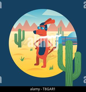 Print on a t-shirt with a red dog aviator Stock Vector