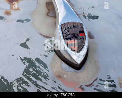 Barn find Porsche 356 bonnet bage Stock Photo