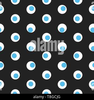 Blue and white polka dot abstract seamless pattern on a dark background. Vector illustration Stock Vector