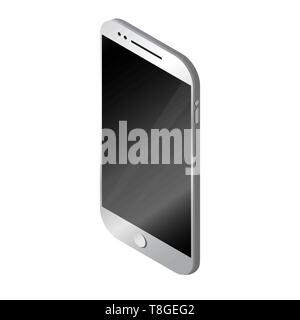 Isometric phone on a white background. Smartphone in isometric style. Vector Stock Vector