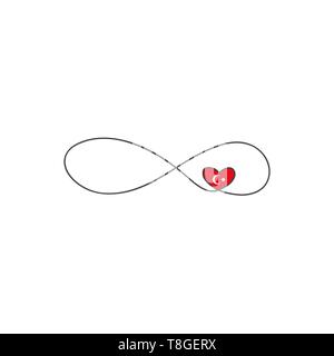 Sign of infinity and heart and and Turkish flag icon. Element of wedding for mobile concept and web apps illustration. Thin line icon for website Stock Vector