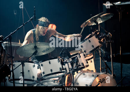 Norway, Stavanger - October 6, 2017. The Norwegian blues rock band Spidergawd performs a live concert at Venue in Stavanger. Here drummer Kenneth Kapstad is seen live on stage. (Photo credit: Gonzales Photo - Christer Haavarstein). Stock Photo