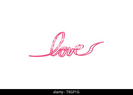 Love with hearts in continuous drawing two lines in a flat style in continuous drawing lines. Continuous double black line. The work of flat design Stock Vector